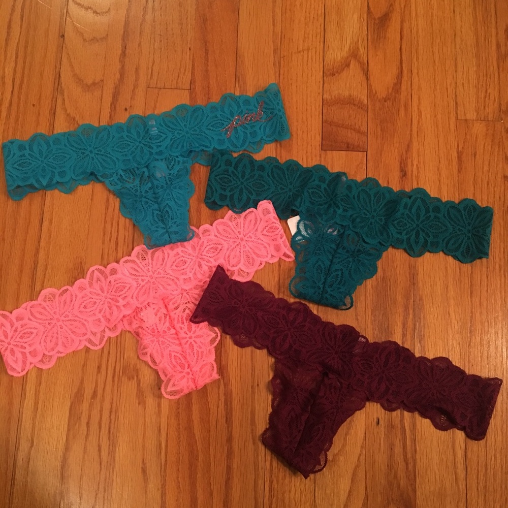 PINK VS XS LACE THONGS